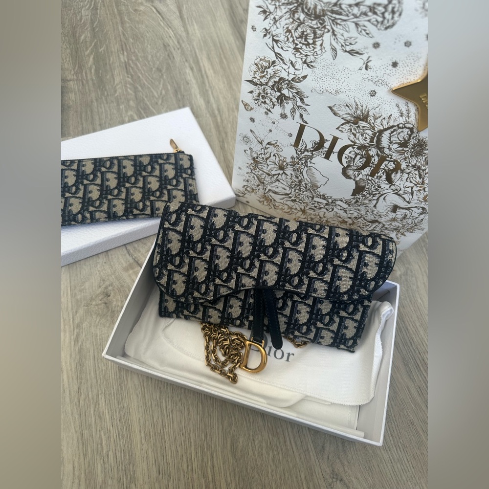 SOLD/Authentic Dior Small Saddle Pouch with Chain